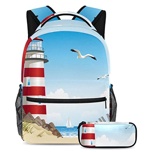 Sac à dos voyage léger ordinateur portable motif dessin animé phare