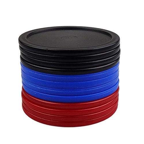 Kasteco 12 Pack 2.5 Inch Air Hockey Pucks For Small Size Table (Red Blue Black, 64X4 Mm) #TOP4