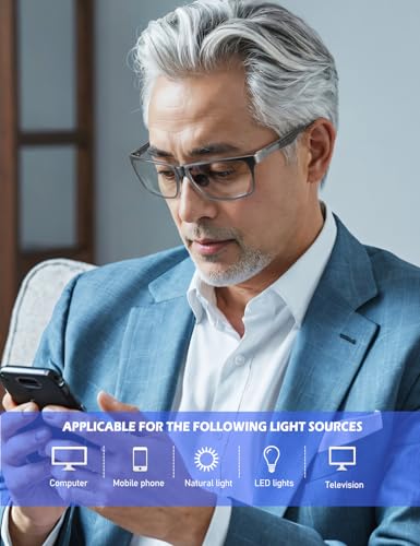 Image of ANYLUV Reading Glasses Men, Relieve Eyestrain and Eye Protection, Al-Mg Metal Computer Blue Light Blocking Glasses