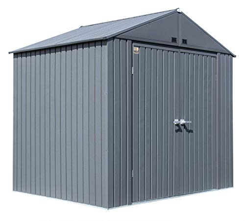 Arrow 8  x 6  Elite Steel Storage Shed with High Gable and Lockable Doors Storage Building - Anthracite