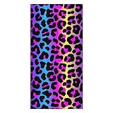 Strandtuch Für Herren,Damen Regenbogen-Geparden-Leoparden-Druck Weich Duschtücher Saugfähig Picknickdecke Für Reise Sauna 80X130cm