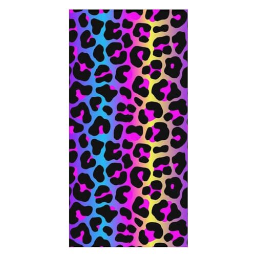 Strandtuch Für Herren,Damen Regenbogen-Geparden-Leoparden-Druck Weich Duschtücher Saugfähig Picknickdecke Für Reise Sauna 80X130cm