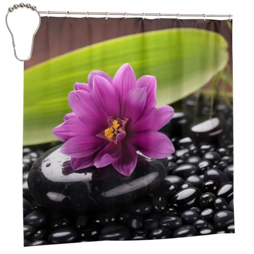 Rideau de douche résistant motif pierre noire et violette - 3
