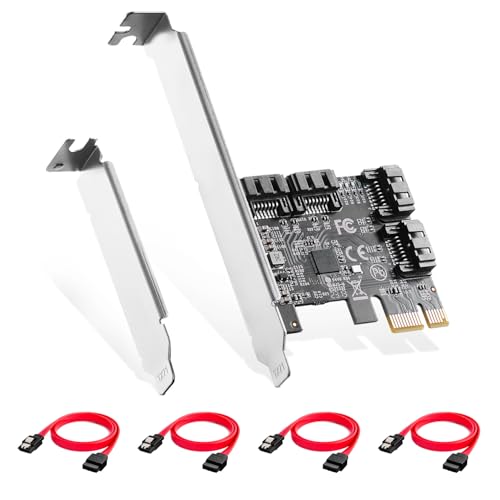 Carte PCIE vers SATA 4 ports Binardat avec câbles et support pour Windows