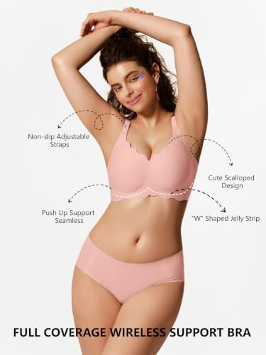 Image of COCOMARTS Jelly Bras for Women No Underwire Scalloped Push Up Wireless Bralettes Seamless Soft Comfort Everyday Tshirt Bra