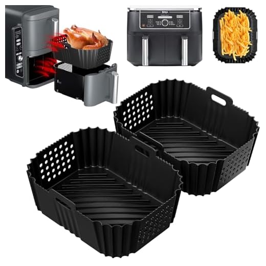 2 Stück Airfryer Zubehör für Ninja Double Stack XL SL400EU, Heißluftfritteuse Silikonform für Foodi Max Dual Zone AF400EU AF300EU 7.6 9.5L, Air Fryer Silikon Backform Einsatz