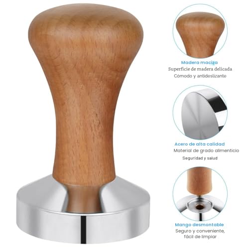 Miniatura 4 de Vicloon Prensador De Café, 51mm Tamper De Acero Inoxidable, Premium Tamper, Café Tamper, Prensadores De Café, Prensador Cafe Para Prensar Café Espresso, Imprescindible Para Los Baristas