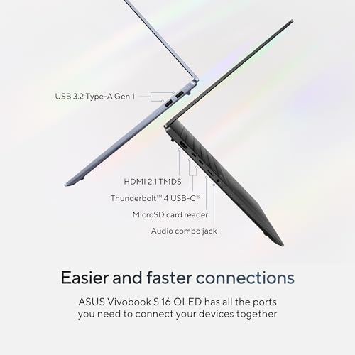 Image of ASUS Vivobook S 16 OLED, Intel Core Ultra 9 185H, Built-in AI, 16.0-inch 3.2K OLED 120Hz,Thin & Light Laptop,Intel Arc(16GB /1TB SSD /Win11 /Office 2021 /Backlit /75WHr /Neutral Black /1.5 Kg),S5606MA-MX952W