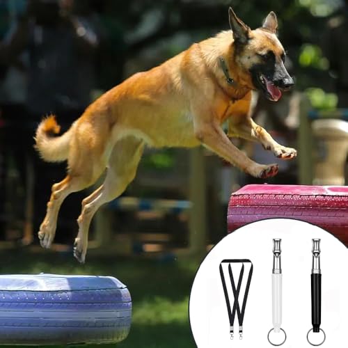 YUGUOLAN 2-Stück Hundepfeife Rückruf, Hundepfeife Hochfrequenz Lautlos, Erziehungshilfen Für Hunde Pfeifen,Hundetraining Hundepfeifen,Hilfsmittel Pfeife Hund Rückruf (Weiß, Schwarz)