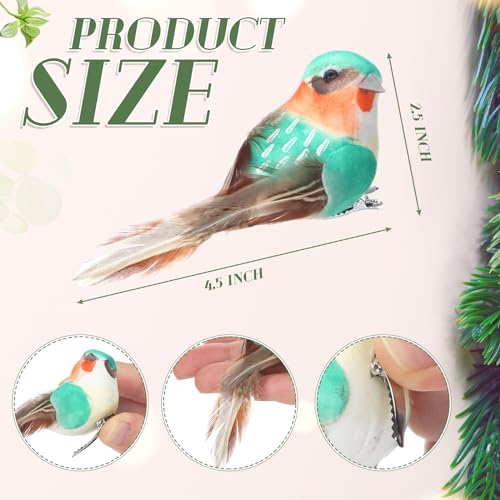 Liliful 12 Pcs Artificial Birds Clip on Tree Decoration Spring Artificial Fake Feather Bird Sparrow Realistic Figures Realistic Sparrow Craft Garden Wreath Spring Decor(Colorful Bird)