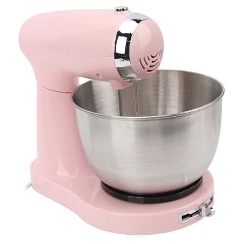 Riuulity Batidora Eléctrica de Acero Inoxidable, 3,2 L, Gran Capacidad, 5 Velocidades, para Amantes de la Repostería, Color Rosa