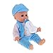 35 cm Vinilo Suave Muñecas Recién Nacidas Muñeca bebé Recién Nacida con Biberón - Azul