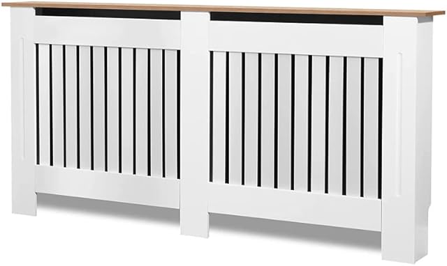 White Radiator Cover Grill Shelf Cabinet MDFWood Modern Traditional Furniture H 81.5 x W 152 x D 19 cm