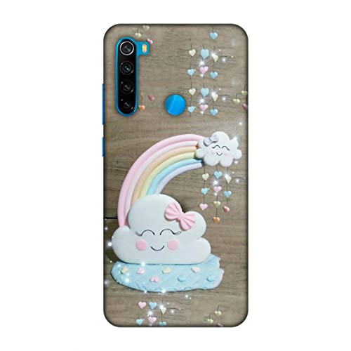 Image of Printed Mobile Back Hard Case Cover for Xiaomi Redmi Note 8 | Smiley Cloud, Colourful Heart, Clay Art rainbow-2179