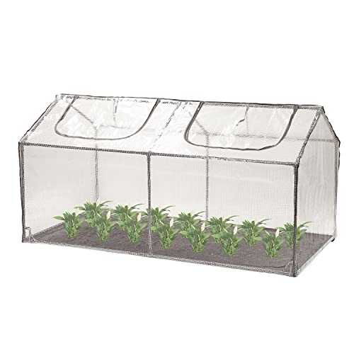 Image of Taylor & Brown 2 Section Large Grow Tunnel Cloche Garden Polytunnel Greenhouse With Reinforced Cover Portable Flower Planter Tomato Vegetable House for Garden Backyard