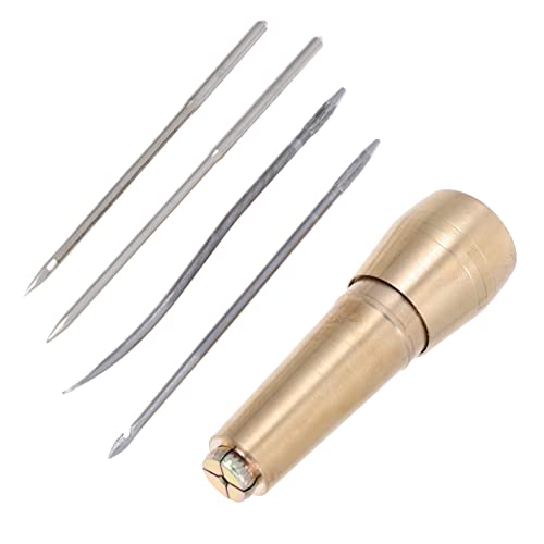 CORHAD Set da 6 Punteruoli in Rame Manico Ergonomico per Cucito a Mano, Strumenti Portatili per Lavori Artigianali in Pelle, Adatti a Principianti e Riparazioni Domestiche