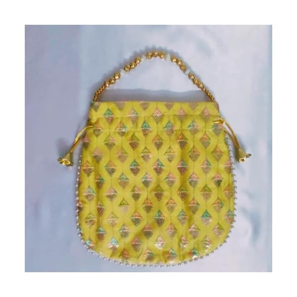 Pastel Colour Potli Bag | Wedding return Gift, Housewarming, Mehandi, Haldi, Baby Shower, Birthday return Gift|Golden beads Handle|Bridal bag|Combo - Image 6