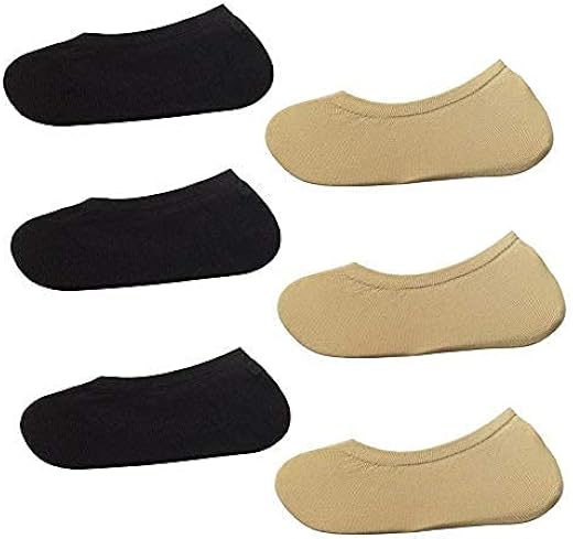 RAMANUJA Loafer No Show Socks for Kids, Girls and Boys for 3-7 Years (Black &amp; Skin Color, Set of 6 Pairs)