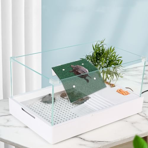 Plataforma de reptiles con césped artificial verde para tortugas 6