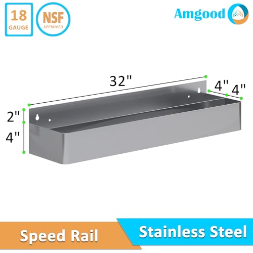 Image of AmGood 32 in. Abreast Double-Tier Stainless Steel Speed Rail Rack - 18 Gauge NSF Liquor Bottle Organizer for Bars, Restaurants & Home Bars