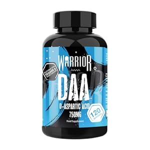 Warrior DAA D-Aspartic Acid Supplement 750mg – 120 Capsules Pure Testosterone Support Supplement for Men with Muscle Growth, Strength & Vitality Natural Ingredients