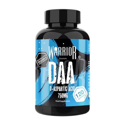 Warrior DAA D-Aspartic Acid Supplement 750mg – 120 Capsules Pure Testosterone Support Supplement for Men with Muscle Growth, Strength & Vitality Natural Ingredients