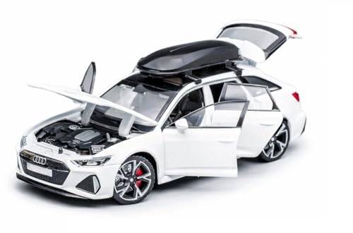 Image of Model Car Exclusive Alloy Metal Pull Back Die-cast Car Metal Pullback Toy car with Openable Doors & Light Music Best Gifts Toys Kids (1:32 Scale Audi RS6 - White)