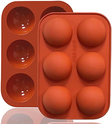Lerykin 6 Holes Medium Semi Sphere Silicone Molds, 2 Packs Half Sphere Silicone Baking Molds for Making Chocolate, Cake, Jelly, Dome Mousse
