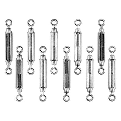 10 x Turnbuckles made of steel, very high load capacity, M8 x 110 mm, eyelet DIN 1480, galvanised rope tensioner, pack of 10 Cover