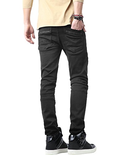 Hat and Beyond Mens Casual Jean Zipper Distressed Ripped Denim Biker Slim Fit Stretch Pant4