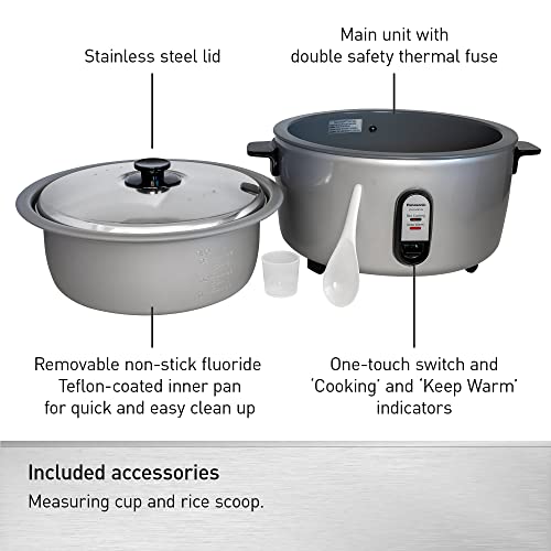 Image of Panasonic Commercial Electric Rice Cooker, 120V Extra-Large Capacity 60-Cup (Cooked), 30-Cup (Uncooked) with One-Touch Operation - SR-GA541FH - Silver