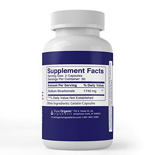 Sodium Bicarbonate Antacid (100 Capsules, 1740 mg), Natural Antacid for Acid Indigestion, Heartburn