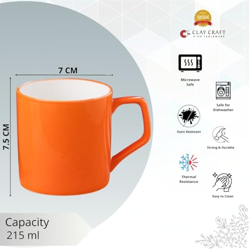 Image of Clay Craft Fine Ceramic Director Coffee Mug Set of 6-215 Ml Each, Mugs for Coffee, Cups Set, Ideal for Gifting, Perfect for Home & Office, Elegant Ceramic Tea Cup Set (Tygorb)