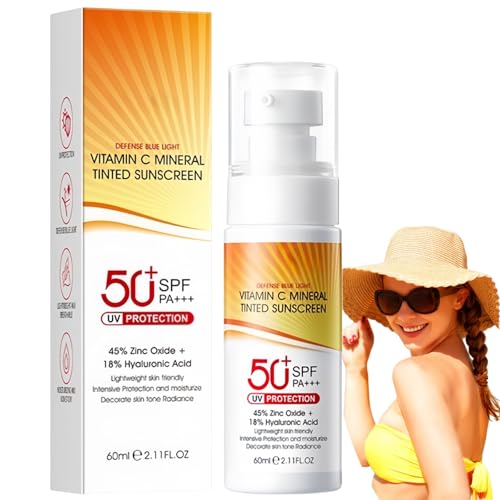 Image of Hydrating Mineral Sunscreen SPF 50,Clear Face Sunscreen with Zinc Oxide,Waterproof,Non-Greasy Daily Wear&Natural Concealer,Natural Suncream with Broad Spectrum UVA/UVB Protection for All Skin Types