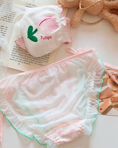 Cute Floral Frilly Panties for School Girls Teen Cotton Crotch Underwear Mid Rise Comfy Fit Lace Ruffled Trim2