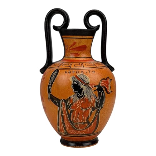 Figura negra griega de cerámica maceta de cerámica pintura diosa afrodita 17 cm