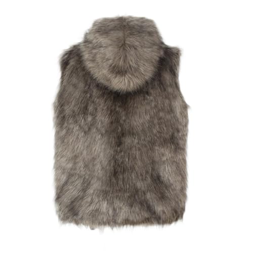 Men's Faux Fur Vest with Hood Warm Winter Luxury Furry Sleeveless Jacket Open Front Cardigan Hoodie Coats Outwear3