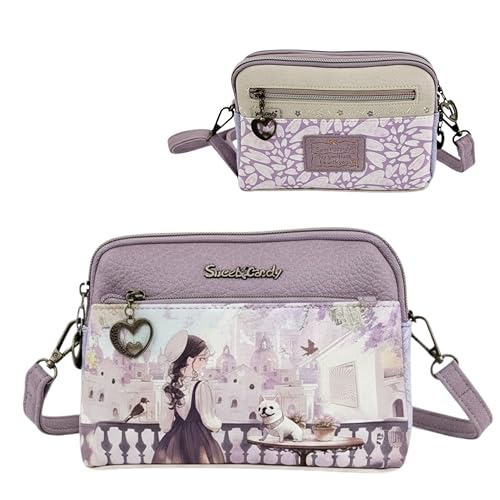 SWEET & CANDY BAGS Bolso Bandolera Niña estilo vintage Kawaii con ilustración tierna y dulce – Bolso mujer Ilustrado que adoran el estilo vintage Aesthetic