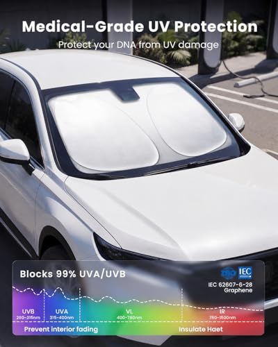 REEVAA 2026 3rd Pro Windshield Sunshade for 2023-2026 Honda CR-V | Dual-Layer Heat & Sun Defense, OEM Design | Foldable Sun Shade Car Accessories with Storage Bag — view 3