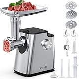 FIMEI Meat Grinder, Stainless Steel Food Processor & Sausage Stuffer, 4-in-1 Heavy Duty Meat Mincer with 2 Blades, 3 Plates, Kibbe Kit And Cookie Maker, for Home Kitchen & Ground Beef