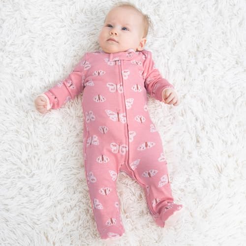 The Peanutshell Baby Sleepers for Girls Set of 3-6-9 Months Baby Clothes, Soft Cotton Girl Footed Pajamas, Newborns & Infants Clothes Gift Set - Boho Butterfly - Thumbnail 5