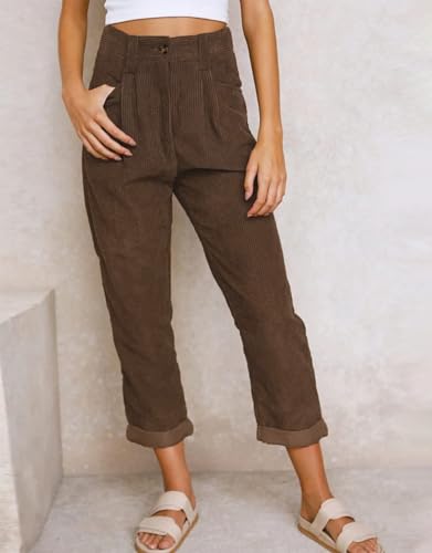 Kedera Corduroy Pants for Women 2025 Casual Elastic Waist Stretchy Loose Fit Wide Leg Pants with Pockets3