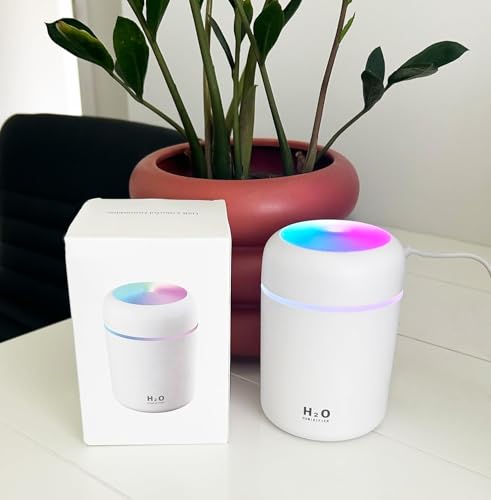 Image of 300ml Essential Oil Diffuser & Humidifier - Ultrasonic Cool Mist with Quiet Operation, LED Lights - Aromatherapy Air Freshener for Home, Office, Car(Colours May Vary)