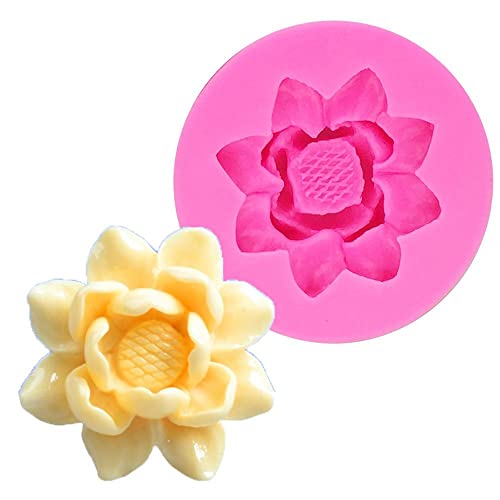 Generic 3D Lotus Flower Silicone Mold Chocolate Molds Candle Molds For Diy Soap Candy Clay Chocolate Cupcake Topper Making #TOP14