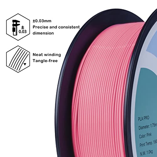 Image of ZIRO PLA Filament 1.75mm, Higher Strength &Toughness Material, 1KG Pink | Fit for Most FDM 3D Printer, 1.75mm 1KG Spool, Dimensional Accuracy + /-0.03mm, Colorful PLA FilamenT