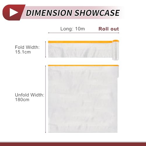 Image of 1 Pcs for Wall Covering Frames Cars Auto Body Paint Supplies Pre-Taped Masking Film Plastic Cover 1000x180cm / 32.81ftx70.87 inch White Orange PE Film
