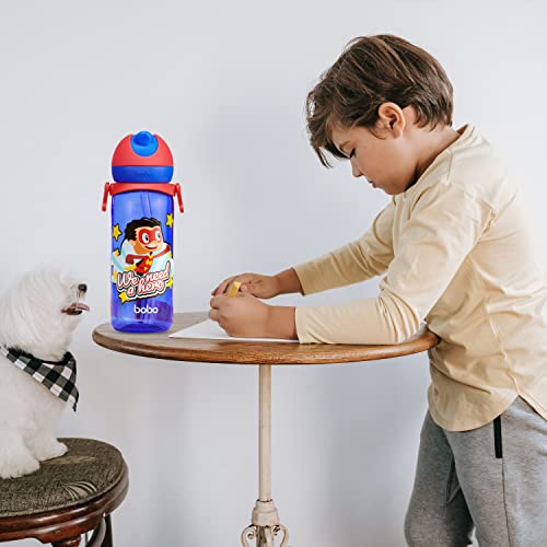 Yohkoh Kids Water Bottle For School With Straw, 13Oz Reusable Kids School Water Bottle With Strap, Leak-Proof Portable Sports Water Bottle For Girls Boys Bpa-Free (Blue-1) #TOP6