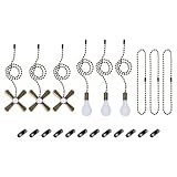 uxcell 13 Inch Ceiling Fan Pull Chain Extender Sets, 6 Pcs Beaded Ball Fan Pull Chain Extender Ornament with Pull Loop Connectors Extension Chains for Ceiling Light Lamp Fan, Bronze