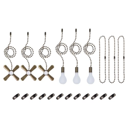 uxcell 13 Inch Ceiling Fan Pull Chain Extender Sets, 6 Pcs Beaded Ball Fan Pull Chain Extender Ornament with Pull Loop Connectors Extension Chains for Ceiling Light Lamp Fan, Bronze