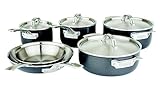 Viking 5-Ply Hard Stainless Cookware Set with Hard Anodized Exterior, 10 Piece